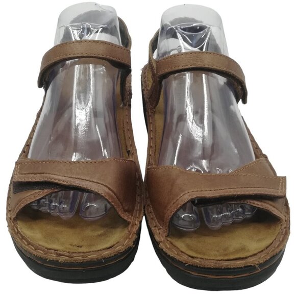 Naot Rosemary Beige Leather Hook & Loop Ankle Strap Sandals Size 42 US 11 Brown - Picture 12 of 12